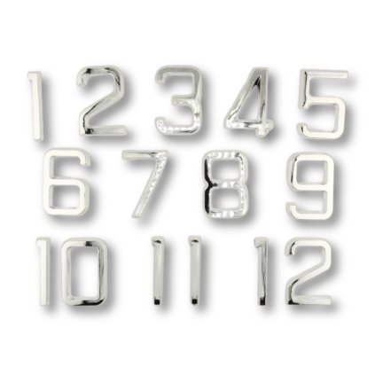 Silver square self-adhesive numbers 65 mm