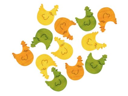 Dřevěné slepičky 4 cm, 12 ks