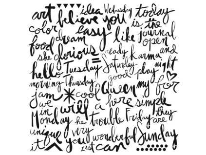 sablona 12 x12 30 5 x 30 5 cm script words