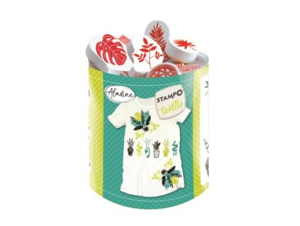 razitka na textil stampotextile exoticke rostliny