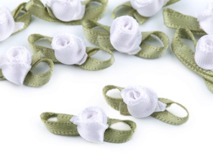 Saténová růžička / poupě s lístky