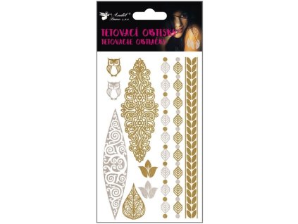 Tetovací obtisky zlaté a stříbrné 15x9 cm 1145