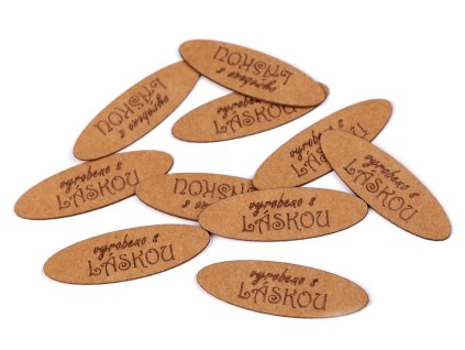Nášivka / štítek z pratelného papíru - vyrobeno s láskou 840304