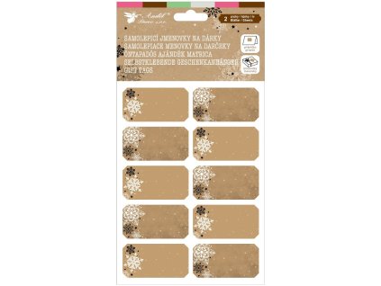 Jmenovky vánoční kraft papír 2 archy 18 x 13 cm