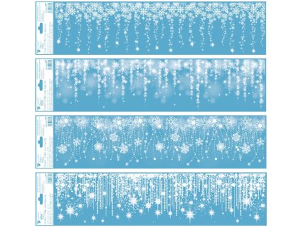 Okenní fólie pruh 64 x 15 cm, padající záře s glitry