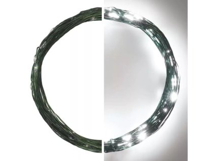 Osvětlení nano zelené 7,5 m - 75 LED studená bílá + 5m přívodní kabel + časovač