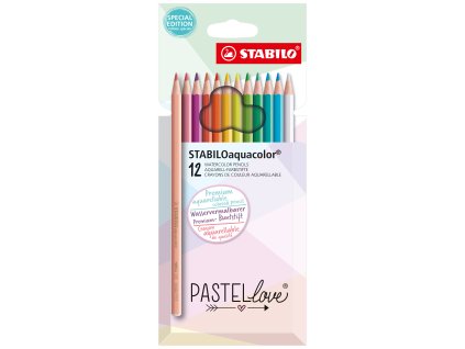 Akvarelové pastelky - STABILOaquacolor - Pastellove - 12 ks sada - 12 různých barev
