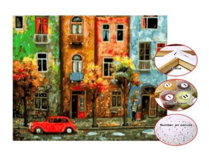 Malování podle čísel domy 30x40cm