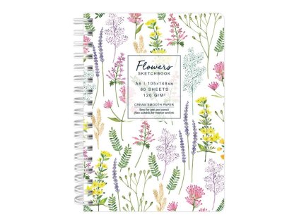 Kroužkový blok Flowers barevný (120g/m2, 60 listů)