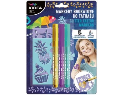 Tetovací fixy Kidea - 3 ks + šablony - 699068