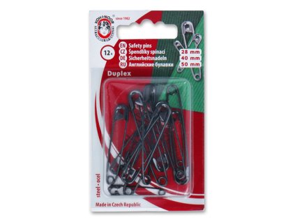 Špendlík spínací Duplex Fe assort 28, 40, 50mm (v.1, 2, 3) 12ks miska/karta