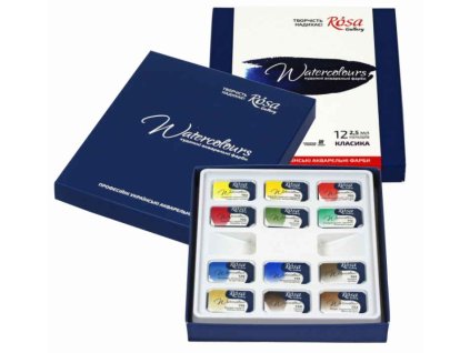 sada akvarelovych barev rosa 12ks v papirovem obalu 27580