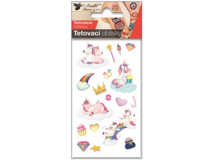 Tetovací obtisky 7,5 x 12 cm - jednorožci