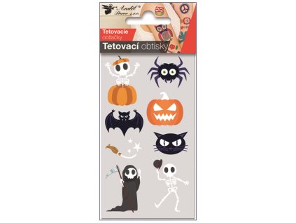 Tetovací obtisky 6 x 10 cm - Halloween kostlivec