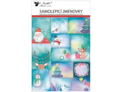 Samolepicí jmenovky na dárky kreslené 2 x 12 ks, 20,5 x 31,5 cm