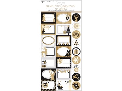 Samolepicí jmenovky na dárky s glitry 18 x 40 cm,23 ks