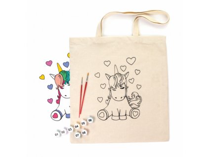 bavlnena taska s motivem pro pomalovani 38x42cm jednorozec 57780