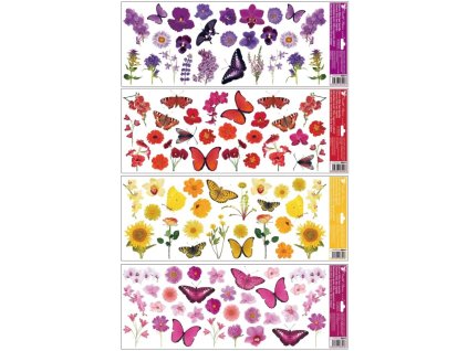Okenní fólie 60 x 22,5 cm, motýli a květiny