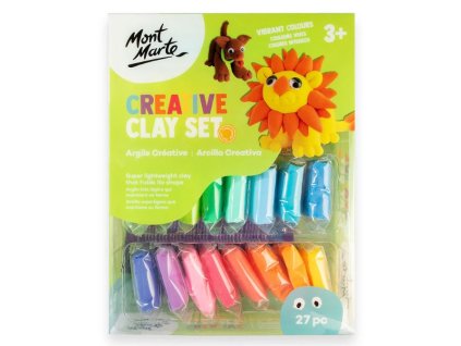 Mont Marte modelovací "pěnová" samotvrdnoucí hmota zasychající na vzduchu, sada 24 barev+3 špachtle