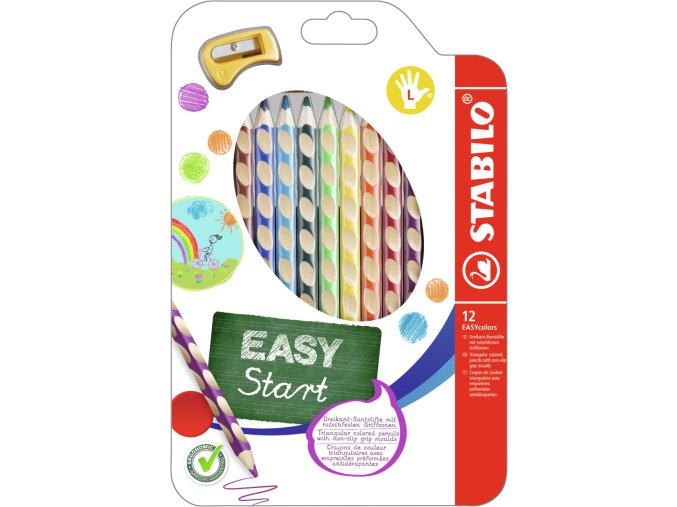STABILO EASYcolors L Pastelky pro leváky - sada 12 barev s ořezávátkem