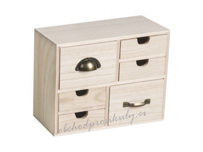 Dřevěná skříňka s výsuvnými šuplíčky 9,3x22x17,5cm