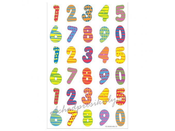 Etikety číslice barevné