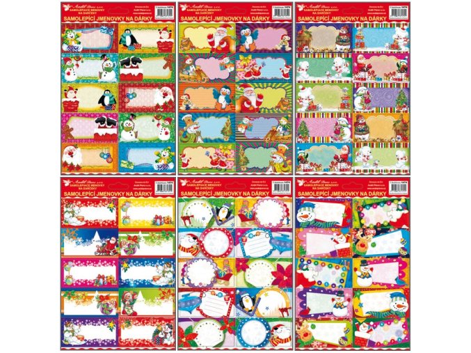 Samolepicí jmenovky na dárky s glitrem 10ks,22,5x17cm