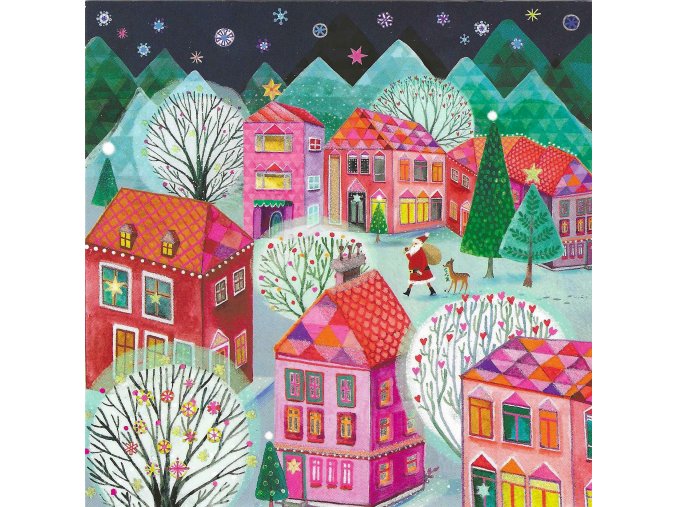 Vánoční pohlednice s obálkou, 14x14cm