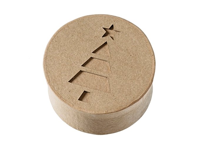 krabicka pappart z papermache k dotvoreni 10x10x5 cm podstava kruh