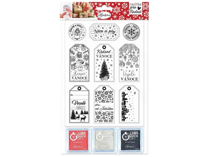 razitka aladine stamp with love 9 ks vanocni visacky