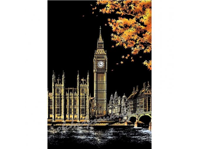 Škrabavací obrázek - Big Ben - London, 40,5x28,5cm