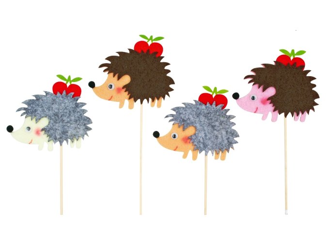 Zápich ježek s jablíčkem 8 cm + špejle