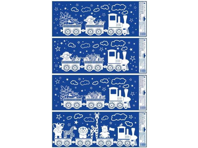 Okenní fólie vláček se sněhovým efektem 60 x 22,5 cm