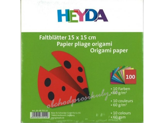 Papír na Origami mix 10 barev, 60g