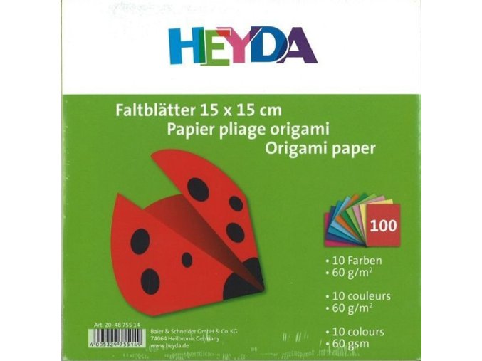 Papír na Origami mix 10 barev, 60g