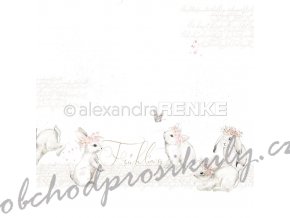 Jednostranný papír na scrapbook (1ks) Rabbits Frühling