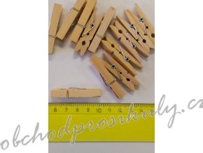 Kolíčky dřevěné, přírodní, 4,5cm, 12ks