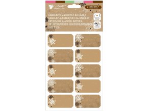 Jmenovky vánoční kraft papír 2 archy 18 x 13 cm