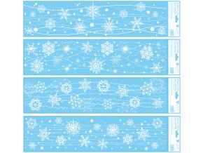 Okenní fólie pruhy vločky s glitrem 64 x15 cm