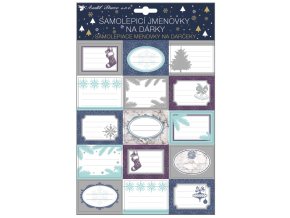 Samolepicí jmenovky na dárky s glitry 30x20 cm, 15 ks