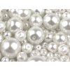 Skleněné voskové perly, bílé, různé velikosti