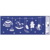 Okenní fólie bílé ozdoby na šňůrce s glitry 60 x 22,5 cm