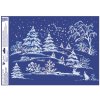Okenní fólie česká zimní zasněžená krajina s glitry 35 x 50 cm
