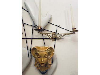 ART DECO PLASTIKA TVÁŘ MASKA SVATÁ ŽENA