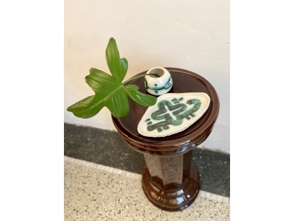 AUTORSKÁ KERAMIKA ŽÍHANÁ VÁZIČKA A TÁCEK