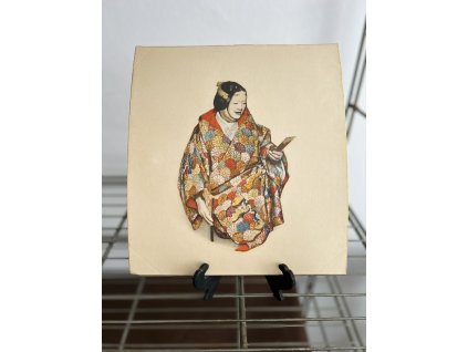 JAPONSKÝ DŘEVORYT SHIKISHI DIVADLO NÓ MATSUNO HIDEYO