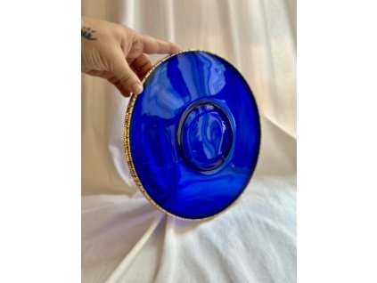 MIDCENTURY KOBALTOVÝ SERVÍROVACÍ TÁC NA DORT NĚMECKO