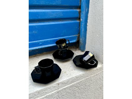 2X GEOMETRICKÉ ČERNÉ SKLENĚNÉ ŠAPO OCTIME ARCOROC