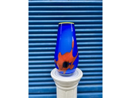 EXTRAVAGANTNÍ HUTNÍ MODRÁ VÁZA MURANO