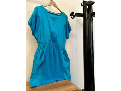 ZNAČKOVÉ TYRKYSOVÉ ŠATY HEDVÁBÍ BRUUNS BAZAAR COPENHAGEN 38